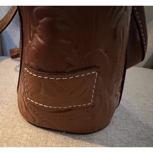 Patricia Nash Bolsena Florence Brown Tooled Leather Tote ZipTop Shoulder Bag - Picture 11 of 14